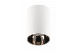 Ceiling luminaire ARIES, PC, 73x105mm, IP20, max 20W, round, white/black chrome