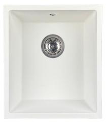 GraniteMy Universal granieten witte spoelbak 34x40 cm wit opbouw onderbouw en vlakinbouw met rvs plug 1208967107