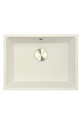 GraniteMy Universal granieten witte spoelbak 55x40 cm wit opbouw onderbouw en vlakinbouw met rvs plug 1208967109