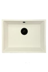 GraniteMy Universal granieten witte spoelbak 55x40 cm wit opbouw onderbouw en vlakinbouw met zwarte plug 1208967154
