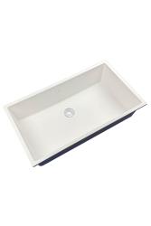 GraniteMy Universal granieten grote witte spoelbak 74x40 cm wit opbouw onderbouw en vlakinbouw met witte plug 1208967160