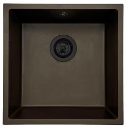 GraniteMy Universal granieten café spoelbak 40x40 cm opbouw, onderbouw en vlakinbouw met zwart plug 1208967216