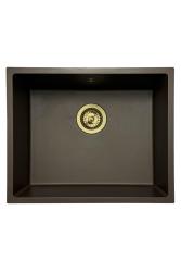 GraniteMy Universal granieten café spoelbak 50x40 cm opbouw, onderbouw en vlakinbouw met gouden plug 1208967230