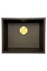 GraniteMy Universal granieten café spoelbak 50x40 cm opbouw, onderbouw en vlakinbouw met gouden plug 1208967230