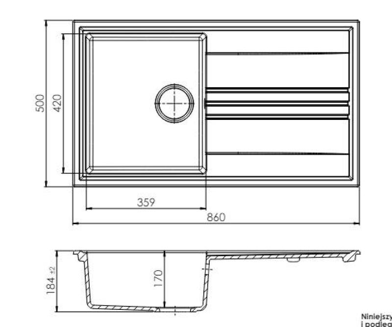 GraniteMy Vesi granieten opbouw witte spoelbak 86x50cm met afdruip omkeerbaar met rvs plug 1208967291