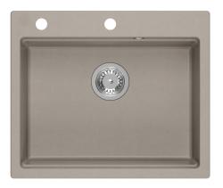 Quadri Durham taupe graniet opbouw spoelbak 595x500 met zeepdispenser, snijplank en rolmat 1208967376