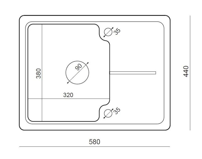Quadri Kendal beige zand graniet spoelbak 58x44cm met afdruipgedeelte 1208967405