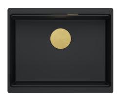 Quadri Newport II graniet onderbouw zwart spoelbak 595x450 mm inclusief gouden afvoerkapje 1208967449