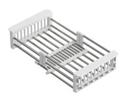 Quadri Universeel uitschuifbare inzetbak inzetmandje of restenmandje rvs met wit handgrepen 225mm breed 1208967542