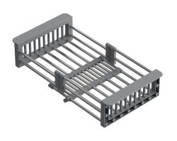 Quadri Universeel uitschuifbare inzetbak inzetmandje of restenmandje rvs met grijs handgrepen 225mm breed 1208967543