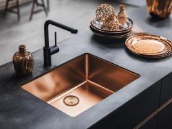 Pure.Sink Prestige spoelbak 34x40 cm PVD Koper 10mm radius onderbouw, vlakbouw en opbouw  PPG3440-62