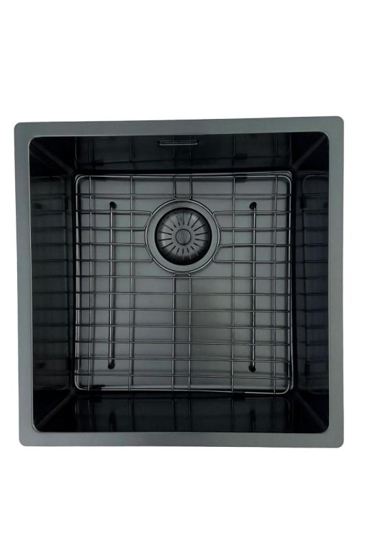 Pure.Sink Prestige spoelbak 40x40cm PVD Gun Metal 10mm radius onderbouw, vlakbouw, opbouw PPG4040-61