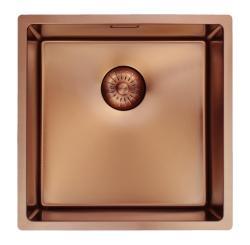 Pure.Sink Prestige spoelbak 40x40 cm PVD Koper 10mm radius onderbouw, vlakbouw en opbouw PPG4040-62