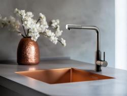 Pure.Sink Prestige spoelbak 40x40 cm PVD Koper 10mm radius onderbouw, vlakbouw en opbouw PPG4040-62