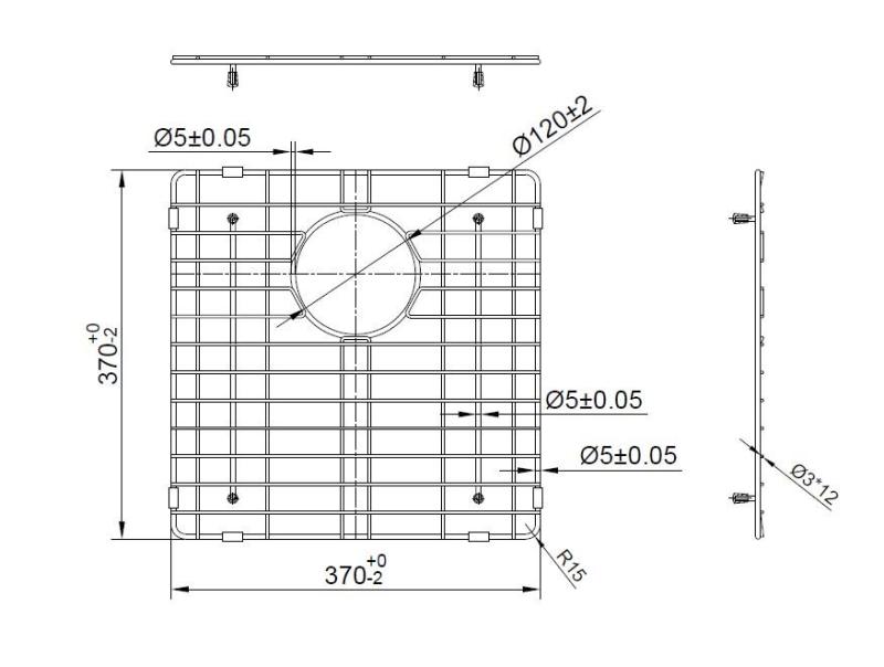 Pure.Sink Prestige bodemrek 40 Gun Metal PPGGD40-61