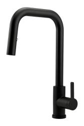 Pure.Sink Elite Steel Crystal-S keukenkraan Matzwart met uittrekbare uitloop PS8050-10
