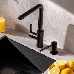 Pure.Sink Elite Steel Shine inbouw Zeepdispenser Mat Zwart van boven navulbaar PS9010-10