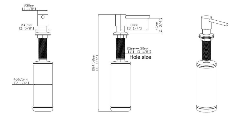 Pure.Sink Elite Steel Shine inbouw Zeepdispenser PVD Gun Metal  van boven navulbaar PS9010-61