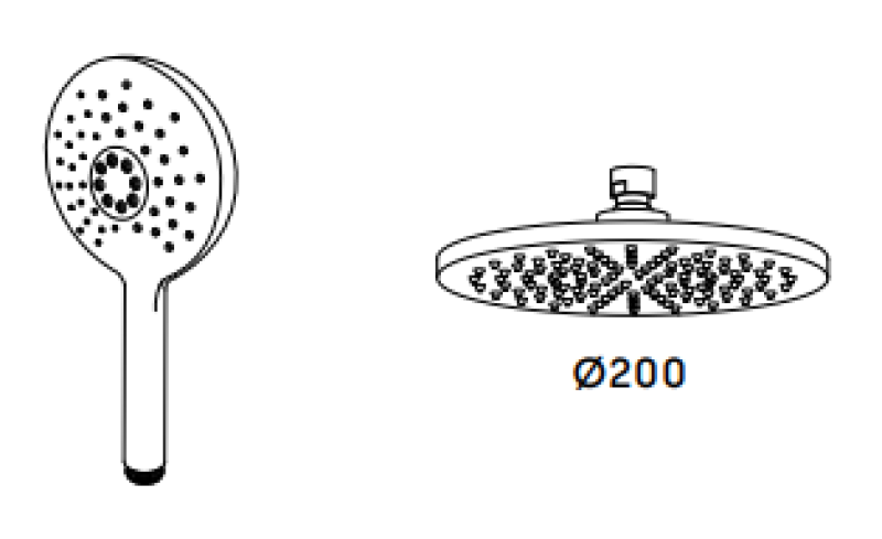 Waterevolution Flow thermostatische douchecombinatie met regendouche mat wit 200mm rond T141TNRBR