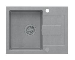 Quadri Sutton Grijs Granieten Opbouw Spoelbak 60x45cm met Afdruipvlak, Omkeerbaar met Grijs Plug - 1208967750