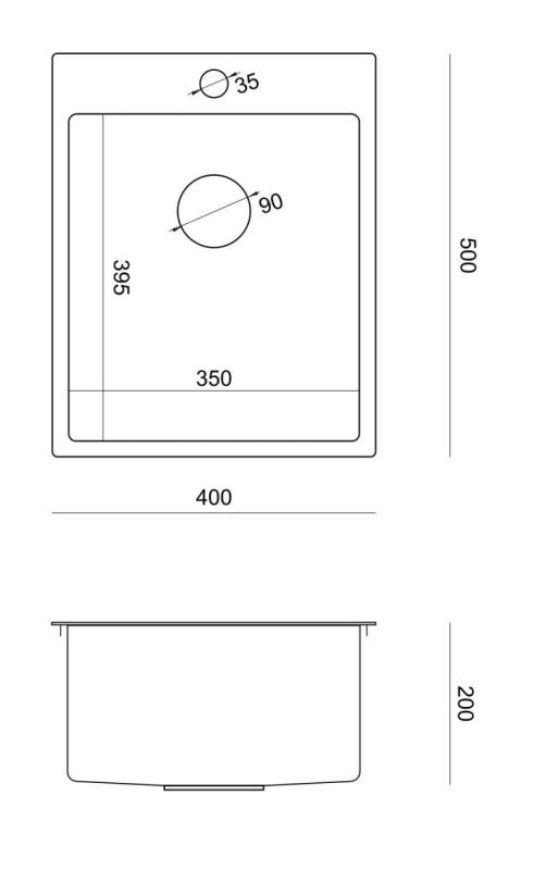 Aquadesign Clara Spoelbak RVS  40x50cm Opbouw of Vlakinbouw met Kraangatbank en RVS Plug - 1208967757
