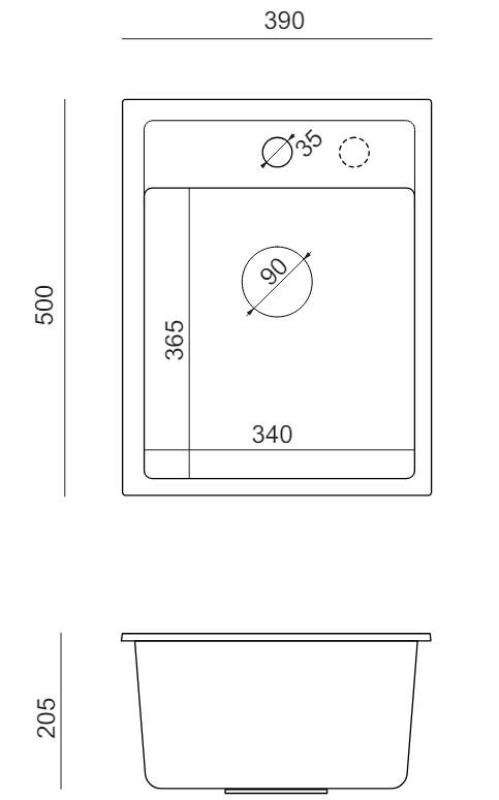 Quadri Londen Granieten Beige Zand Spoelbak 39x50 cm met Kraangat voor Opbouw - 1208967845