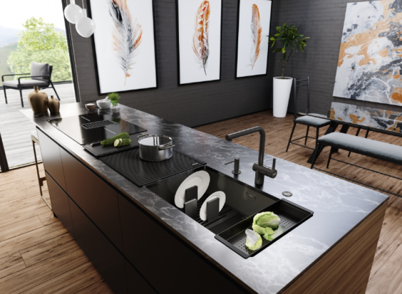 Franke Mythos Masterpiece BXM 210.68 Grote Gun Metal Spoelbak PVD Antraciet 685x410mm Vlakbouw en Onderbouw - 127.0676.885