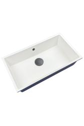 GraniteMy Universal Grote Witte Granieten Spoelbak 74x40 cm met gun metal plug  - 1208967895