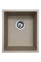GraniteMy Universal granieten beige zand spoelbak 34x40 cm opbouw onderbouw en vlakinbouw met rvs plug 1208968007
