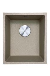 GraniteMy Universal granieten beige zand spoelbak 34x40 cm opbouw onderbouw en vlakinbouw met rvs plug 1208968007