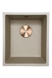 GraniteMy Universal granieten beige zand spoelbak 34x40 cm opbouw onderbouw en vlakinbouw met koperen plug 1208968009
