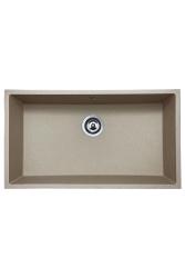 GraniteMy Universal granieten beige zand spoelbak 74x40 cm opbouw onderbouw en vlakinbouw met rvs plug 1208968017