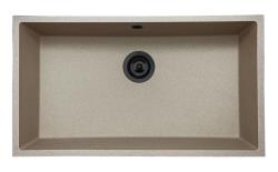 GraniteMy Universal granieten beige zand spoelbak 74x40 cm opbouw onderbouw en vlakinbouw met zwarte plug 1208968020