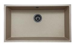 GraniteMy Universal granieten beige zand spoelbak 74x40 cm opbouw onderbouw en vlakinbouw met gun metal plug 1208968021