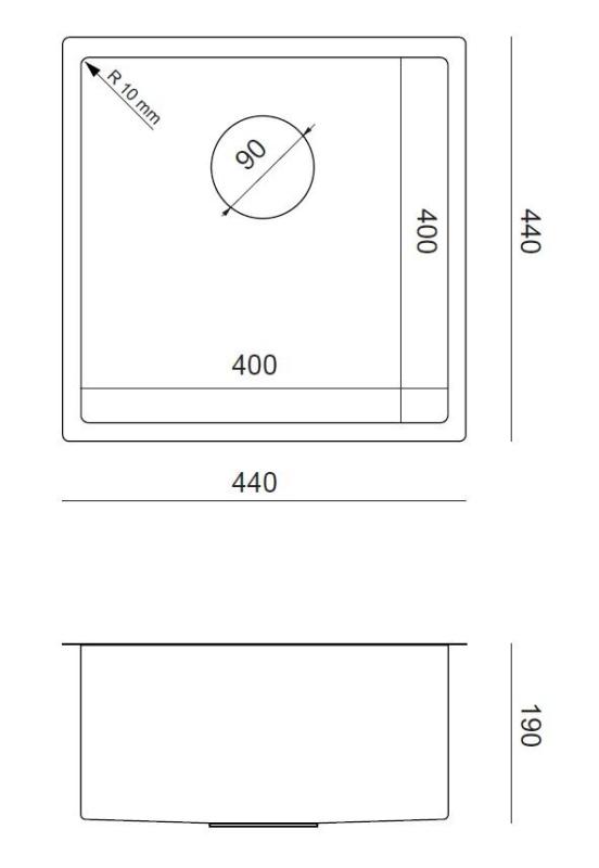 Aquadesign Zara Spoelbak Goud 44x44cm Onderbouw, Vlakinbouw en Opbouw met Gouden Plug - 1208969514