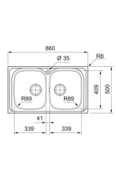 Franke Spark SKX 620-86 Dubbele RVS Spoelbak met Kraangat Opbouw 86x50cm 101.0714.440