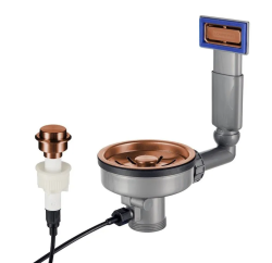 Lorreine Spoelbak Korfplugset Koper met Overloop en Drukknop voor Automatische Lediging 1208969591
