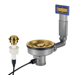 Lorreine Spoelbak Korfplugset Goud met Overloop en Drukknop voor Automatische Lediging 1208969592
