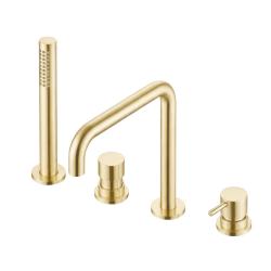 Waterevolution Flow 4-gats Badkraan voor Badrandmontage volledig PVD light gold H T138HWGE