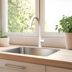 Waterevolution Flow keukenmengkraan met ronde draaibare uitloop wit T158UBR