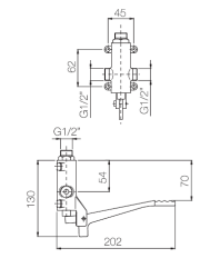 PB Pedal Line Voetpedaal Mengkraan chroom voor Wandmontage 1208969754
