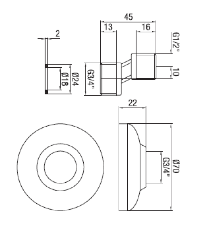 PB S-koppeling RVS 10mm Klassieke Excentriek 1/2” x 3/4” 1208969849