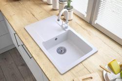 Graniteland Liri Granieten Witte spoelbak met afdruipgedeelte 765x448 mm 1208969990