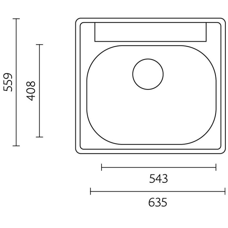 Banka Detroit  RVS Spoelbak 635 x 559 mm Opbouw met kraangatbank 1208970077