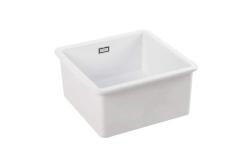 Ausmann Ceramic Ember Keramische Witte Vierkant  Spoelbak Opbouw en Onderbouw 40 x 40 cm met RVS plug 1208970094