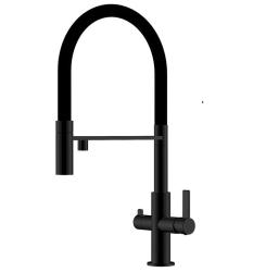 Ausmann Claridge 3-Weg Keukenmengkraan met Flexibele Uitloop en Gefilterd Water – Antraciet- 1208970500