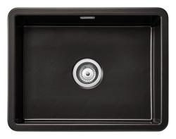 Ausmann Ceramic Ember Keramische Mat Zwarte Spoelbak - Opbouw en Onderbouw 54 x 40 cm met RVS plug 1208970511