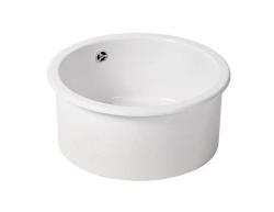 Ausmann Ceramic Ember Keramische Witte Ronde Spoelbak Opbouw en Onderbouw met RVS plug 1208970512