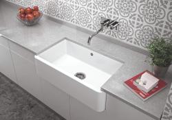 Ausmann Ceramic Mira Keramische Witte Spoelbak - Onderbouw en Tussenbouw 795 x 460 mm met RVS plug 1208970515