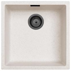 Zand Wit Creme Spoelbak 40x40 cm Onderbouw, Opbouw en Vlakinbouw met Gun Metal Plug 1208970539